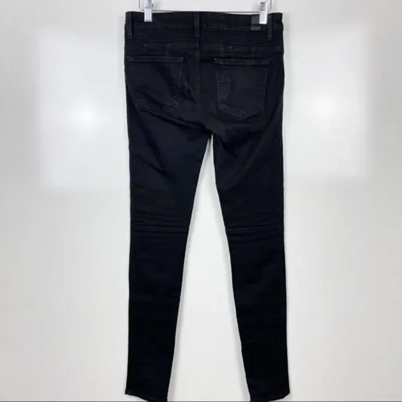 VINCE Black Mid Rise 5 Pocket Zip Ankle Moto Skinny Jeans Women's Size 26 - Picture 3 of 12